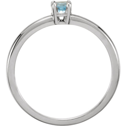 14k White Gold Swiss Blue Topaz "December" Youth Birthstone Ring, Size 3