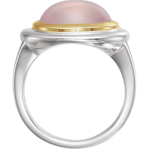 Sterling Silver & 14k Yellow Gold Rose Quartz Ring, Size 7