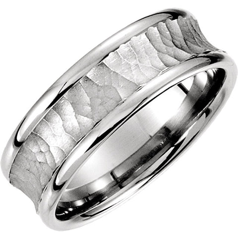 14k White Gold 7.5mm Fancy Carved Band Size 6.5