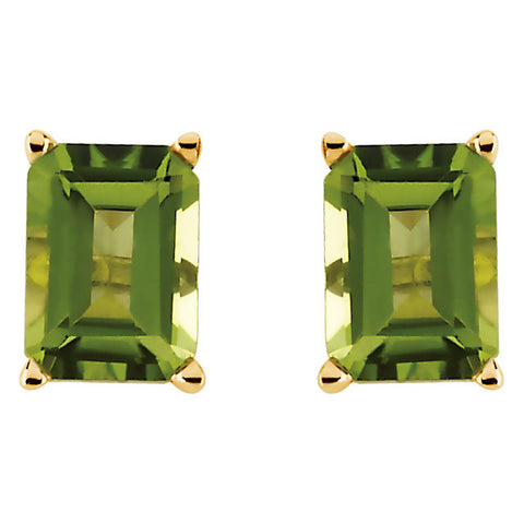 14k Yellow Gold Peridot Earrings