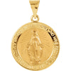 18.25 mm Hollow Round Miraculous Medal in 14K Yellow Gold