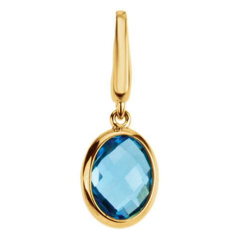 14k Yellow Gold Genuine Swiss Blue Topaz Charm