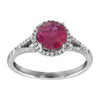 14k White Gold Lab Grown Ruby & 1/6 CTW Diamond Ring, Size 7