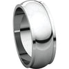 10k White Gold 7mm Half Round Edge Band, Size 8