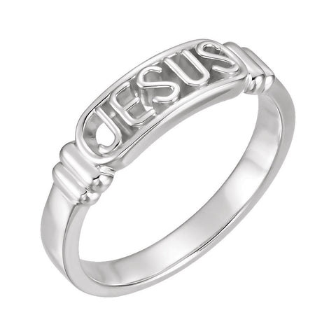 Sterling Silver IN THE NAME OF JESUS CHASTITY RING W/BOX, Size 6