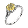 14K White Gold 1/5 CTW Diamond & Citrine Birthstone Ring (Size 6)