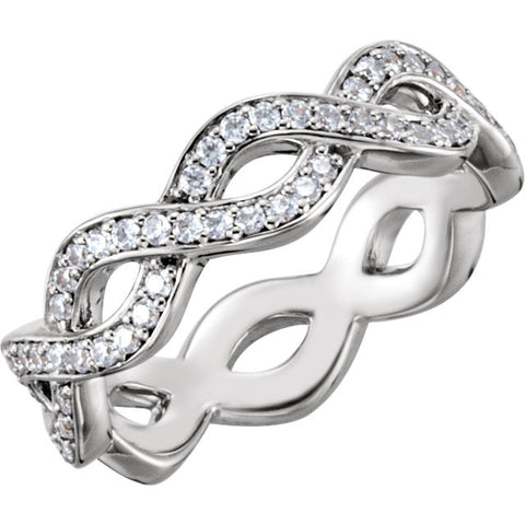 14k White Gold 1/2 CTW Diamond Eternity Band Size 7
