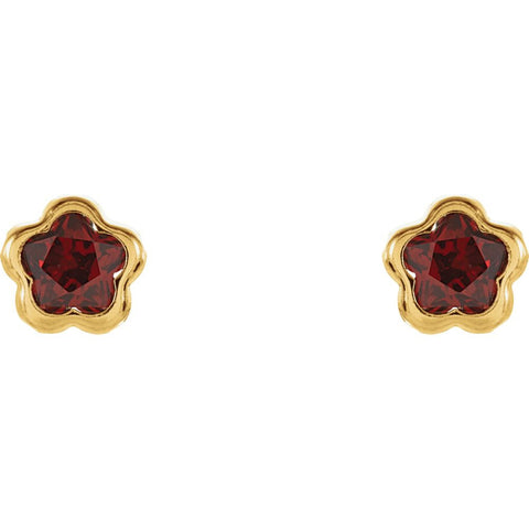 14k Yellow Gold January CZ Birthstone Earrings with Screw Backs