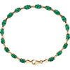 14k Yellow Gold Lab-Grown Emerald 7" Bracelet