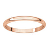 10k Rose Gold 2mm Half Round Light Band, Size 7