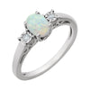 14k White Gold Created Opal & 0.04 ctw. Diamond Ring, Size 7