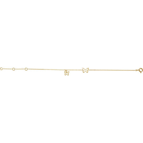 14k Yellow Gold Butterfly Design 7" Bracelet