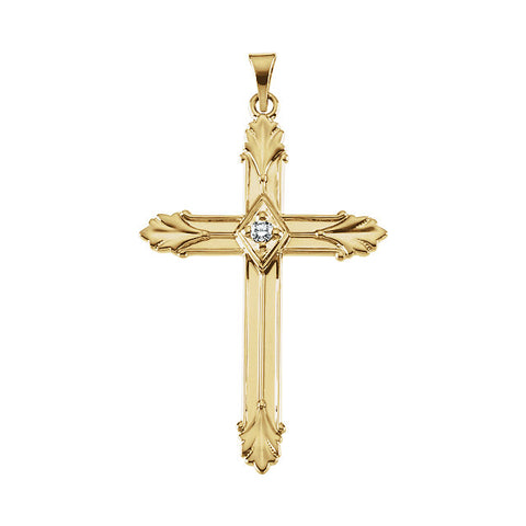 14k Yellow Gold .06 CTW Diamond Cross Pendant