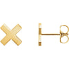14k Yellow Gold "x" Earrings ( 7.9x7.9 MM )
