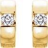 14k Yellow Gold 1/5 CTW Diamond Hinged Hoop Earrings