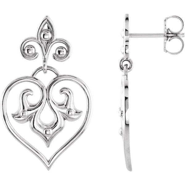Sterling Silver Decorative Dangle Earrings