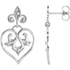 Pair of Decorative Dangle Earrings in Sterling Silver