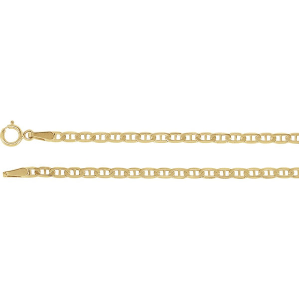 14k Yellow Gold 2.25mm Anchor 16" Chain