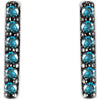 14k White Gold 1/10 CTW Blue Diamond Vertical Bar Earrings