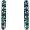 14k White Gold 1/10 CTW Blue Diamond Vertical Bar Earrings