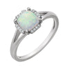 14k White Gold Created Opal & 0.05 ctw. Diamond Ring, Size 7