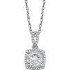 14k White Gold Created White Sapphire & 1/8 ctw. Diamond 18-inch Necklace
