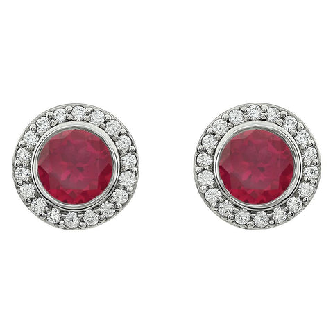 Sterling Silver Red Cubic Zirconia Earrings