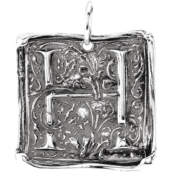 Sterling Silver Initial "H" Vintage-Style Pendant