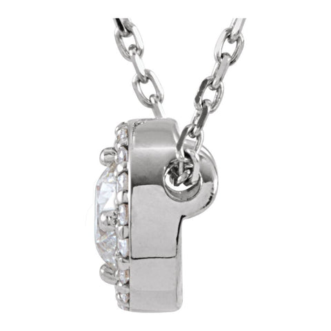 14k White Gold 1/5 CTW Diamond Halo-Style 16" Necklace