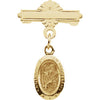 12.00x09.00 mm St. Christopher Baptismal Pin in 14K Yellow Gold