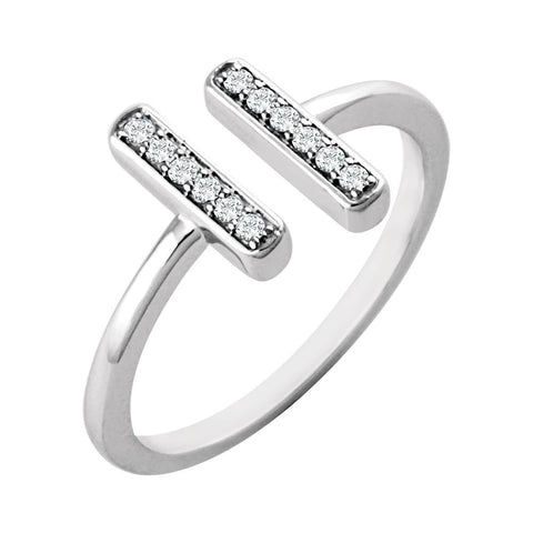 14k White Gold 1/10 CTW Diamond Vertical Bar Ring, Size 7