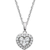 14k White Gold 3/8 CTW Halo-Style Diamond Heart 18" Necklace