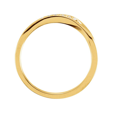14k Yellow Gold Stackable Diamond Wave Ring, Size 7