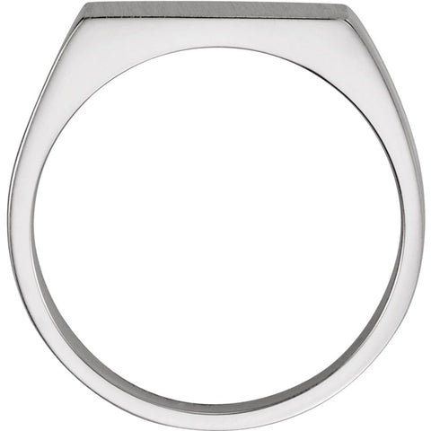 14k White Gold 15x11mm Men's Signet Ring, Size 11