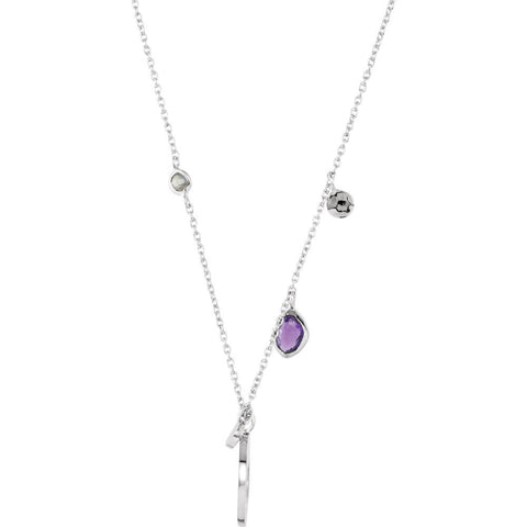 Sterling Silver Amethyst & Labradorite 17.5" Necklace