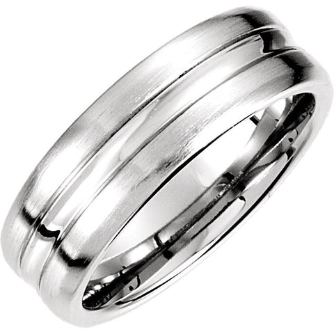 14k White Gold 7.5mm Fancy Carved Band Size 10.00