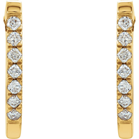 14k Yellow Gold 1/5 CTW Diamond Hoop Earrings