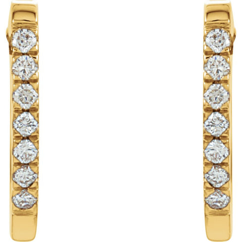14k Yellow Gold 1/5 CTW Diamond Hoop Earrings