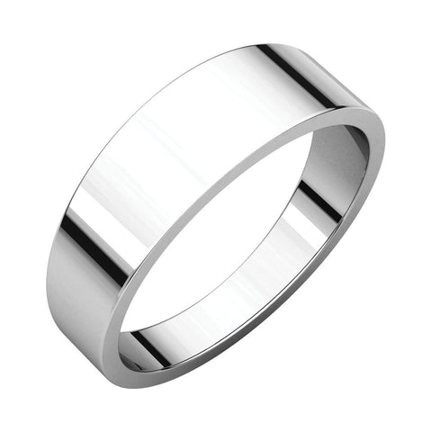 14k White Gold 6mm Flat Tapered Band, Size 7