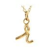 14K Yellow Gold Letter "R" Lowercase Script Initial Necklace (18 Inch)