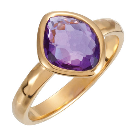 18K Yellow Gold Vermeil 10x8x5mm Amethyst Ring Size 8