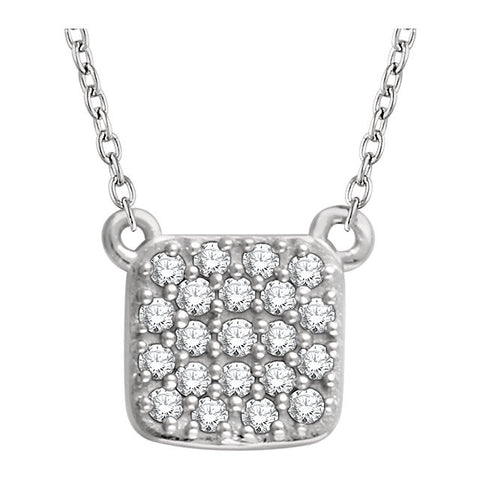14k White Gold 1/6 CTW Diamond Square Cluster 16-18" Necklace