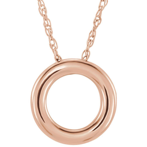 14k Rose Gold 18x13mm Circle Chain Slide 18" Necklace