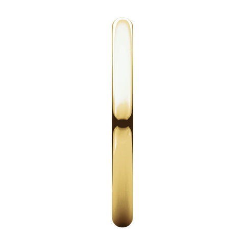 10k Yellow Gold 2mm Half Round Light Band, Size 9