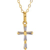 14K Yellow Gold 3X1.5mm Cubic Zirconia Cross 15-Inch Necklace