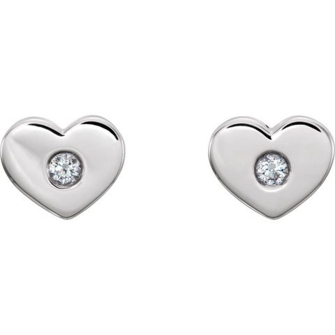 Sterling Silver .06 CTW Diamond Heart Earrings