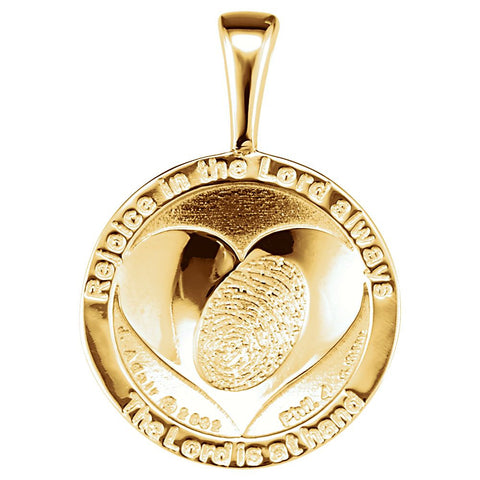 14k Yellow Gold 27.6x19.1mm Heart print Storm Pendant