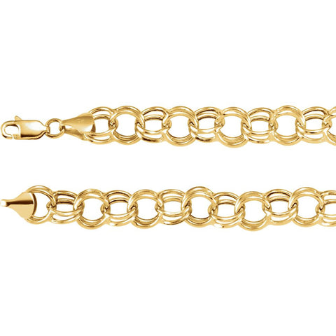 14k Yellow Gold 5.7mm Double Link Charm 7.25" Bracelet