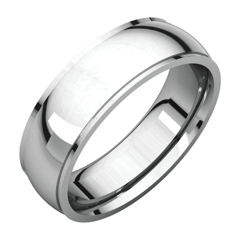 14k White Gold 6mm Comfort Fit Edge Band , Size 9