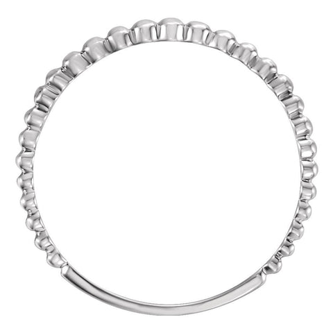 14k White Gold Beaded Stackable Ring Size 7